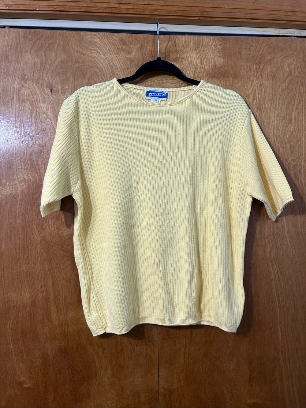 Pendleton Pale Yellow Ribbed Short Sleeve Top